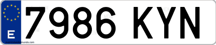 Ejemplo de matrícula de coche ordinaria 7986 KYN