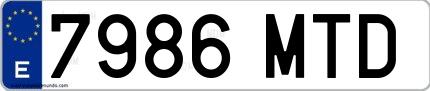 Ejemplo de matrícula española 7986 MTD