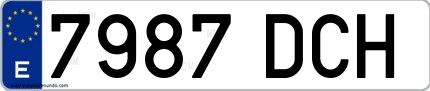 Ejemplo de matrícula española 7987 DCH