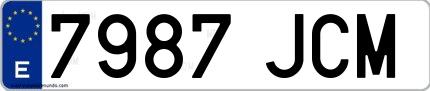 Ejemplo de matrícula española 7987 JCM