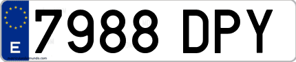 Ejemplo de matrícula de coche ordinaria 7988 DPY