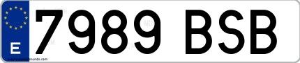 Ejemplo de matrícula española 7989 BSB