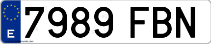 Ejemplo de matrícula de coche ordinaria 7989 FBN