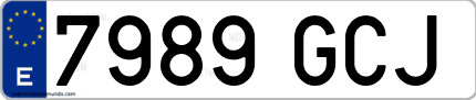 Ejemplo de matrícula de coche ordinaria 7989 GCJ