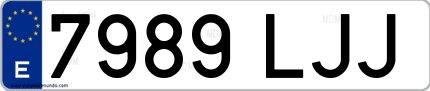 Ejemplo de matrícula española 7989 LJJ