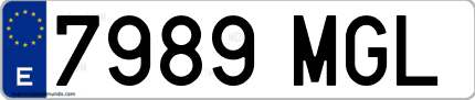 Ejemplo de matrícula de coche ordinaria 7989 MGL