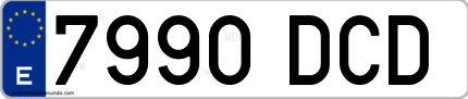 Ejemplo de matrícula de coche ordinaria 7990 DCD