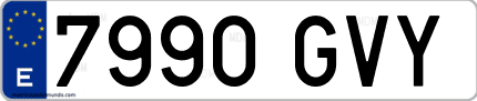Ejemplo de matrícula de coche ordinaria 7990 GVY