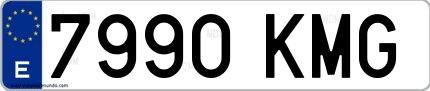 Ejemplo de matrícula española 7990 KMG