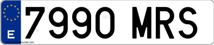Ejemplo de matrícula española 7990 MRS