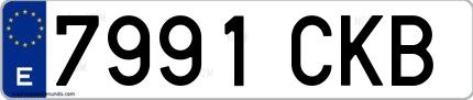 Ejemplo de matrícula española 7991 CKB