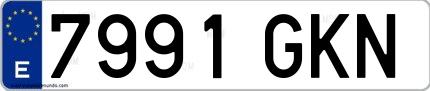 Ejemplo de matrícula española 7991 GKN