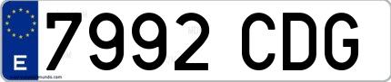 Ejemplo de matrícula española 7992 CDG