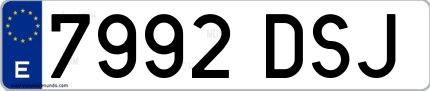 Ejemplo de matrícula española 7992 DSJ