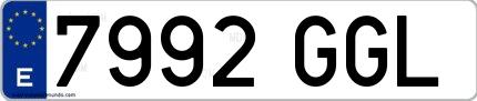 Ejemplo de matrícula española 7992 GGL