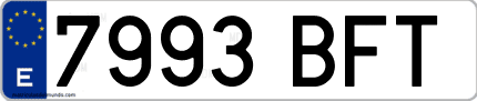 Ejemplo de matrícula de coche ordinaria 7993 BFT