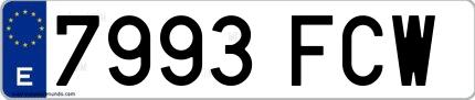 Ejemplo de matrícula española 7993 FCW