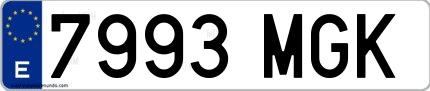 Ejemplo de matrícula española 7993 MGK