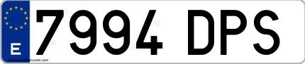 Ejemplo de matrícula española 7994 DPS
