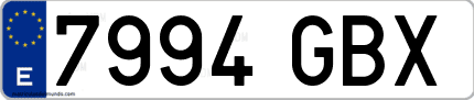 Ejemplo de matrícula de coche ordinaria 7994 GBX