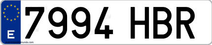 Ejemplo de matrícula de coche ordinaria 7994 HBR