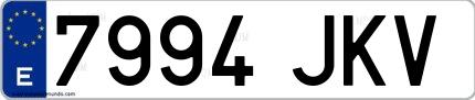 Ejemplo de matrícula española 7994 JKV