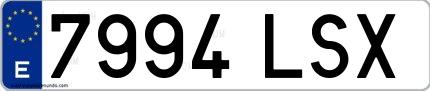 Ejemplo de matrícula española 7994 LSX