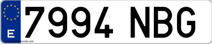 Ejemplo de matrícula española 7994 NBG