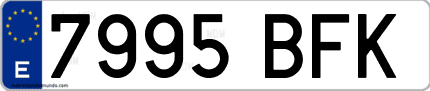 Ejemplo de matrícula de coche ordinaria 7995 BFK