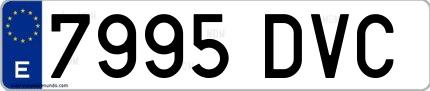 Ejemplo de matrícula española 7995 DVC