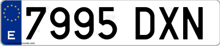 Ejemplo de matrícula de coche ordinaria 7995 DXN
