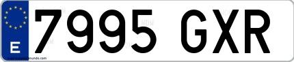 Ejemplo de matrícula española 7995 GXR