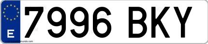 Ejemplo de matrícula española 7996 BKY