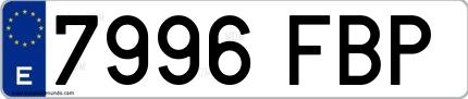 Ejemplo de matrícula de coche ordinaria 7996 FBP