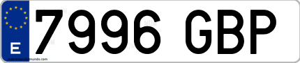 Ejemplo de matrícula de coche ordinaria 7996 GBP