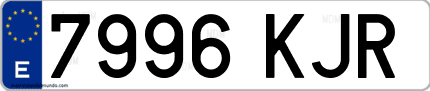 Ejemplo de matrícula de coche ordinaria 7996 KJR