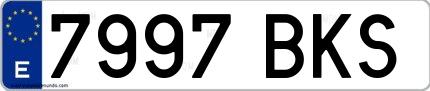 Ejemplo de matrícula de coche ordinaria 7997 BKS