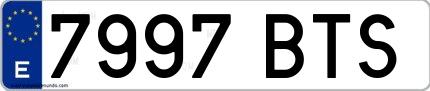 Ejemplo de matrícula española 7997 BTS