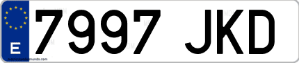 Ejemplo de matrícula de coche ordinaria 7997 JKD