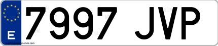 Ejemplo de matrícula española 7997 JVP