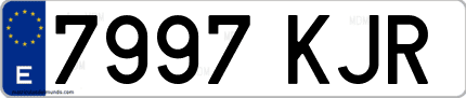 Ejemplo de matrícula de coche ordinaria 7997 KJR