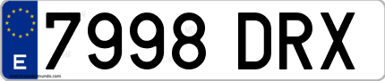 Ejemplo de matrícula de coche ordinaria 7998 DRX
