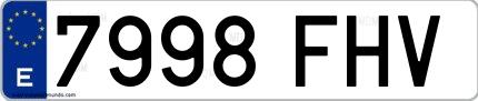 Ejemplo de matrícula española 7998 FHV