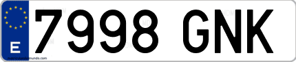 Ejemplo de matrícula de coche ordinaria 7998 GNK