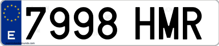 Ejemplo de matrícula de coche ordinaria 7998 HMR