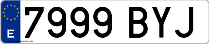 Ejemplo de matrícula de coche ordinaria 7999 BYJ