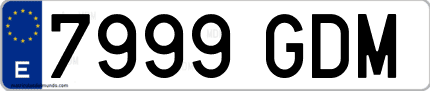 Ejemplo de matrícula de coche ordinaria 7999 GDM