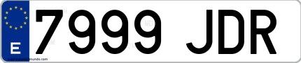 Ejemplo de matrícula española 7999 JDR