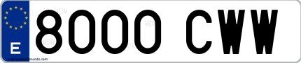Ejemplo de matrícula española 8000 CWW