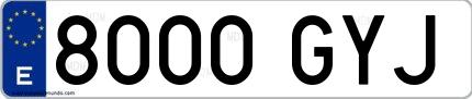 Ejemplo de matrícula española 8000 GYJ